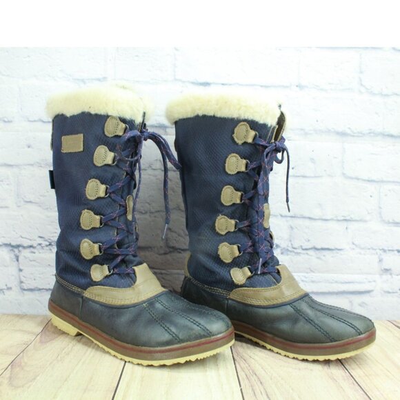 LL Bean Rangeley Women's Insulated Waterproof Blue Nylon Winter Boots Size 10 M - Picture 2 of 9